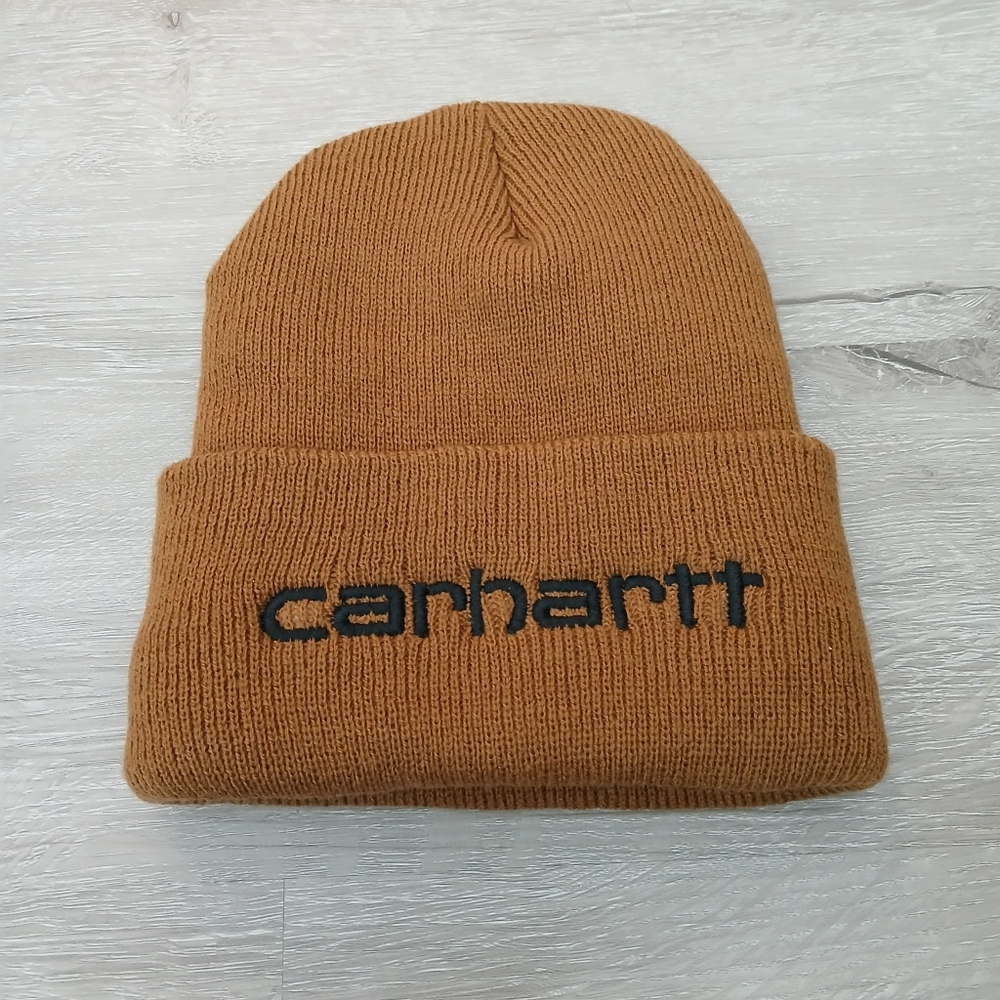 Carhartt Brown Embroidered Knit Cuffed Beanie